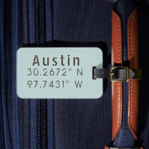 Austin Latitude Longitude Customisable Luggage Tag