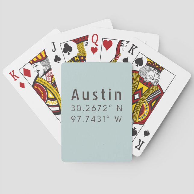 Austin Latitude Longitude Playing Cards (Back)