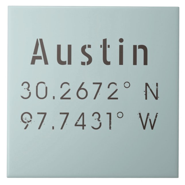 Austin Latitude Longitude Tile (Front)
