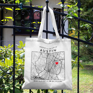 Austin Love Locator   City Map Wedding Welcome Tote Bag