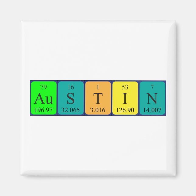 Austin periodic table name magnet (Front)