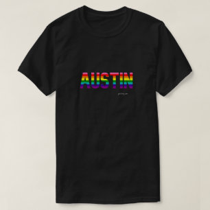 Austin Pride T Shirt Rainbow Flag