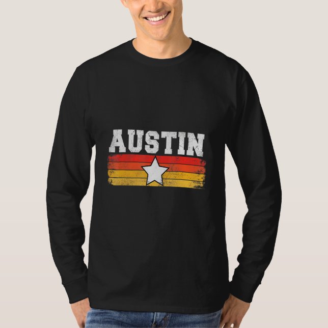 Austin Retro Star Texas Pride Vacation Humour T-Shirt (Front)
