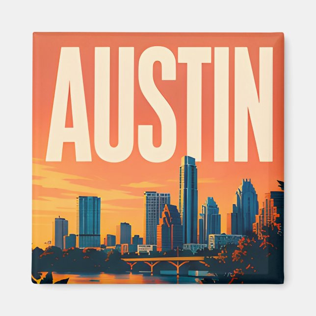 Austin Riverfront Texas Capitol Magnet (Front)