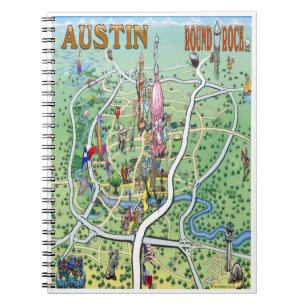 Austin Round Rock Texas Fun Map Notebook