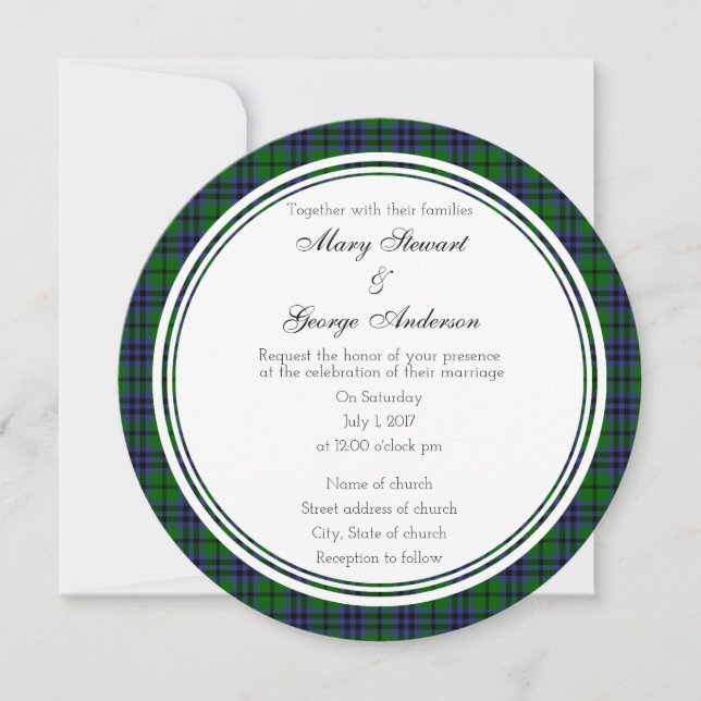 Austin Scottish Wedding Round Invitation (Front)