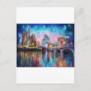 Austin Skyline at night cityscape Art gifts Postcard