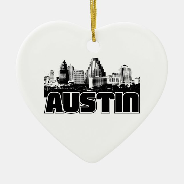 Austin Skyline Ceramic Tree Decoration (Front)
