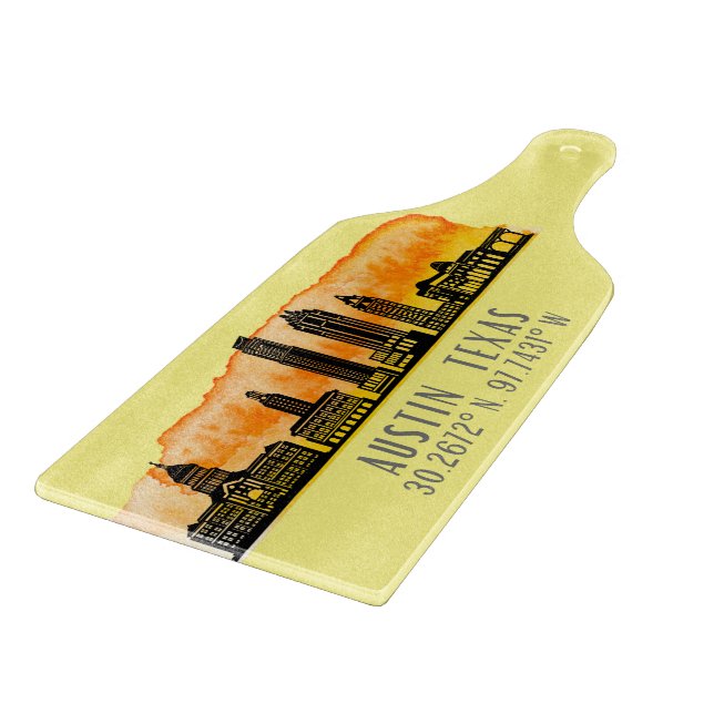 Austin Skyline Latitude Cutting Board (Corner)