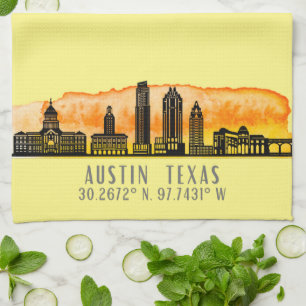 Austin Skyline Latitude  Tea Towel