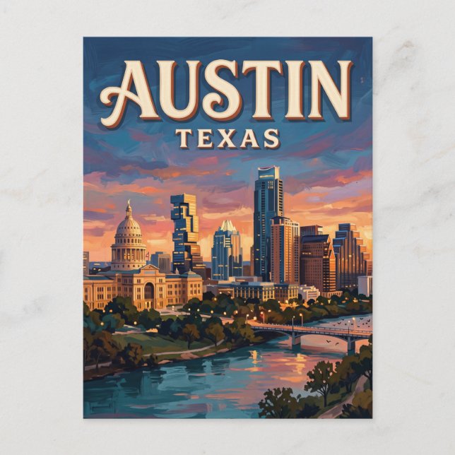 Austin Skyline Texas Postcard (Front)