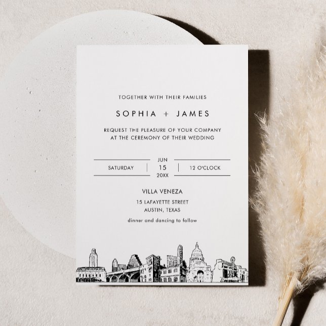 Austin Skyline Wedding Invitation with Photo (Creator Uploaded)