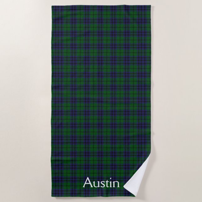 Austin Tartan Plaid Beach Towel (Front)