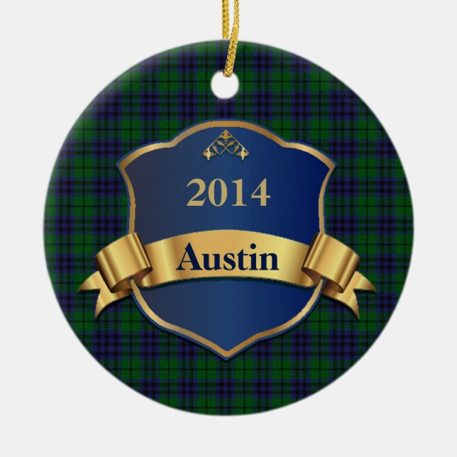 Austin Tartan Plaid Custom Ornament (Front)