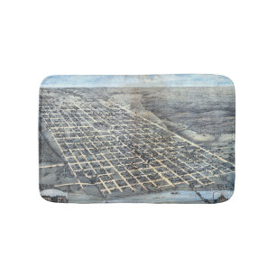 Austin, Texas Antique Aerial City Map from 1873 Bath Mat