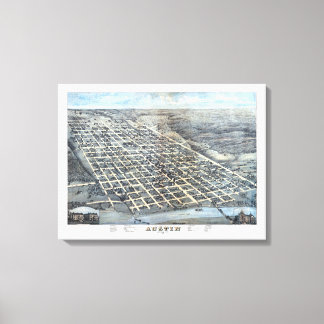 Austin, Texas Antique Aerial City Map from 1873 Canvas Print