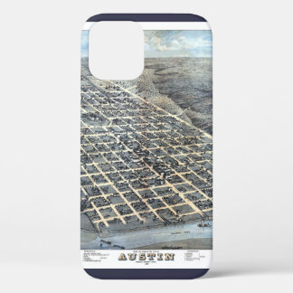 Austin, Texas Antique Aerial City Map from 1873 iPhone 12 Case