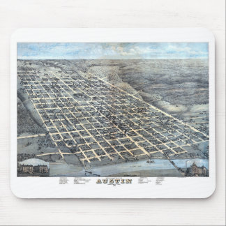 Austin, Texas Antique Aerial City Map from 1873 Mouse Pad