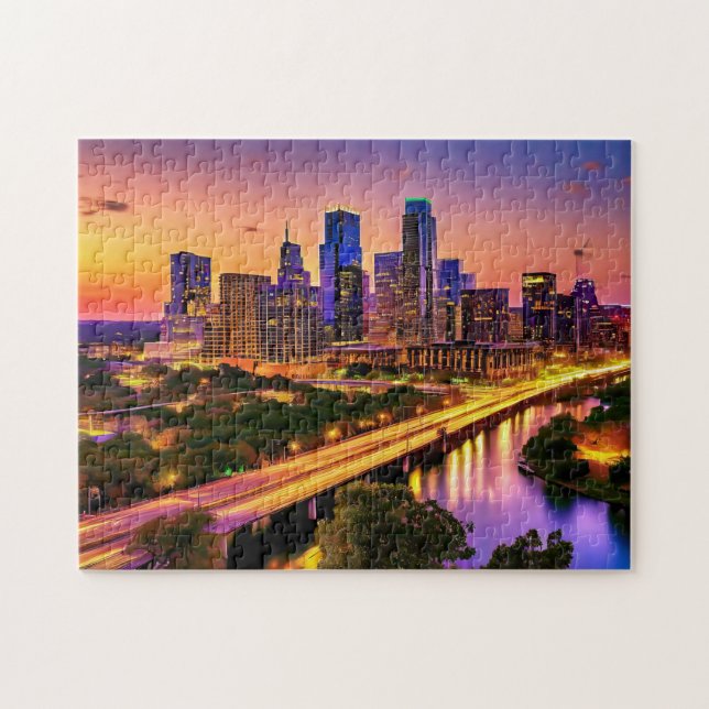 Austin Texas Art 2 Photo Puzzle Skyline Art Austin (Horizontal)