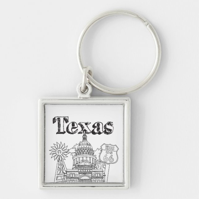 Austin Texas Art Vacation Texas Souvenir Design Key Ring (Front)