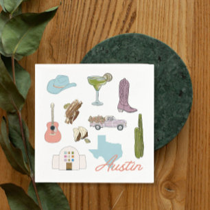 Austin Texas Bachelorette Wedding Napkin