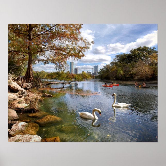 Austin, Texas Barton Creek / Ladybird Lake Skyline Poster (Front)
