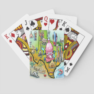 Austin Texas Cartoon Map Playing Cards