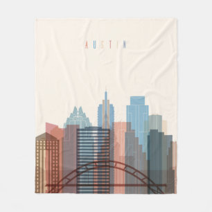 Austin, Texas City Skyline Fleece Blanket