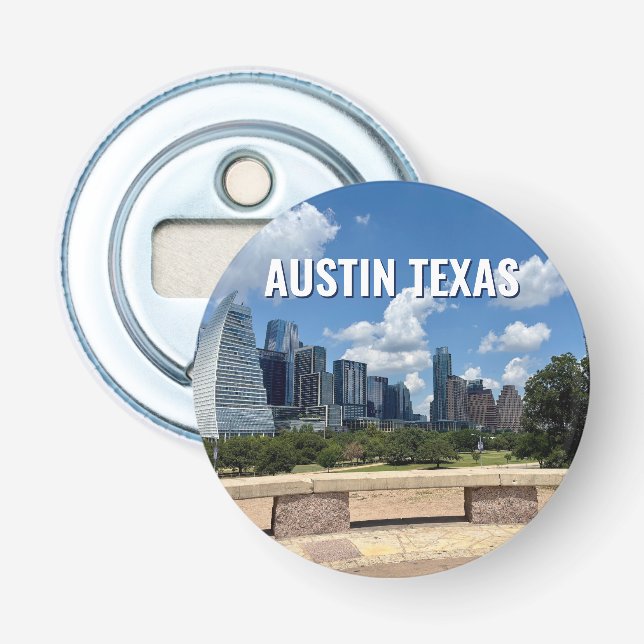 Austin Texas City Skyline Photography Bottle Opener (Front)