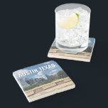Austin Texas City Skyline Photography Stone Coaster<br><div class="desc">This modern Austin Texas souvenir coaster features beautiful blue sky and clouds above the city skyline. All of the new buildings against the pretty green trees that epitomises the beauty of the urban downtown and nature of the place. Great travel keepsake gift for a visitor or a local Austinite that...</div>