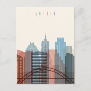 Austin, Texas City Skyline Postcard