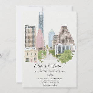 Austin Texas City Skyline Wedding Invitation