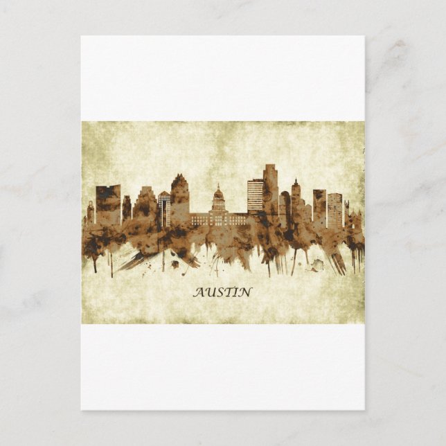Austin Texas Cityscape Holiday Postcard (Front)