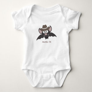 Austin Texas Cute Cartoon Cowboy Bat Baby Bodysuit