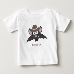 Austin Texas Cute Cartoon Cowboy Bat Baby T-Shirt