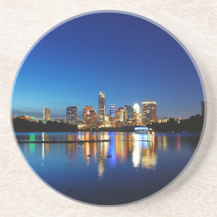 Austin Texas Downtown Night Skyline Ladybird Lake Coaster