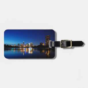 Austin Texas Downtown Night Skyline Ladybird Lake Luggage Tag