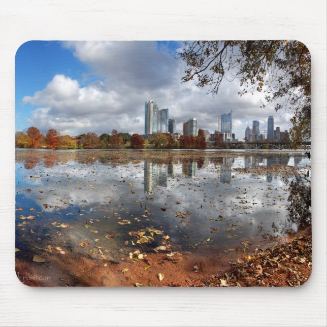 Austin Texas Downtown Skyline from Ladybird Lake Mouse Pad (Front)