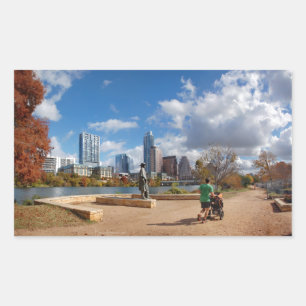 Austin Texas Downtown Skyline - Ladybird Lake Rectangular Sticker