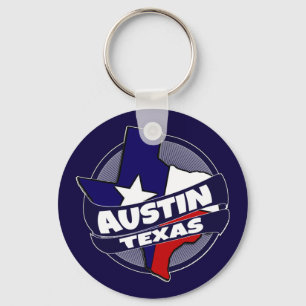 Austin Texas flag burst keychain