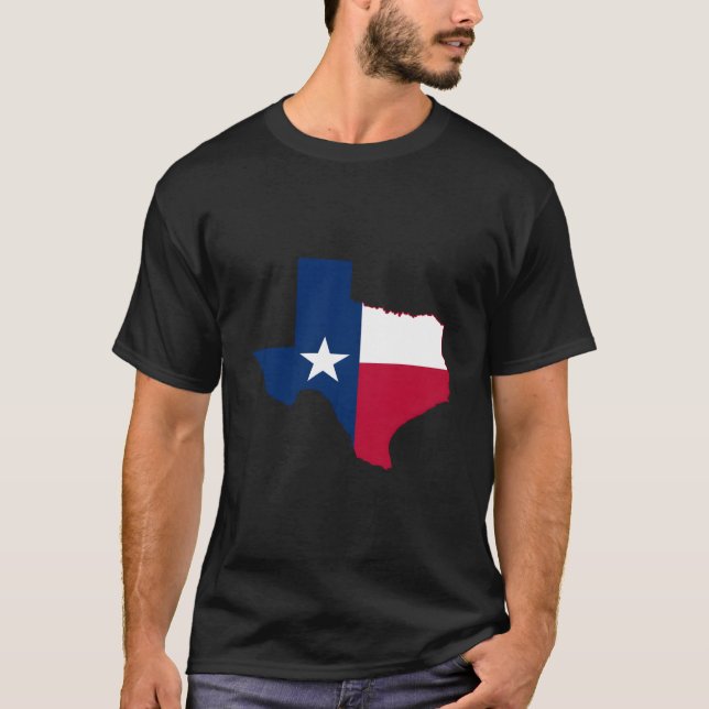 Austin Texas Flag State Texas Map Flag T-Shirt (Front)