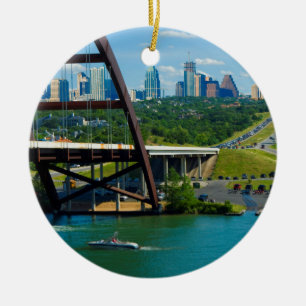 Austin, Texas from 360 Bridge Ceramic Tree Decoration