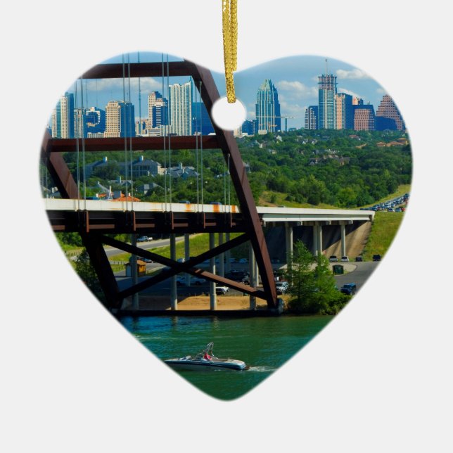 Austin, Texas from 360 Bridge Ceramic Tree Decoration (Front)