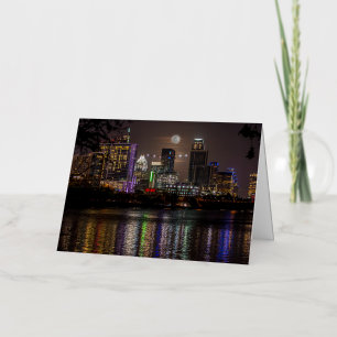 Austin, Texas Full Moon v2 Foil Greeting Card