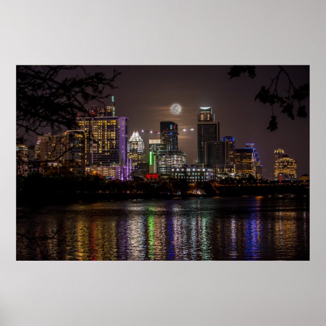 Austin, Texas Full Moon v2 Poster (Front)
