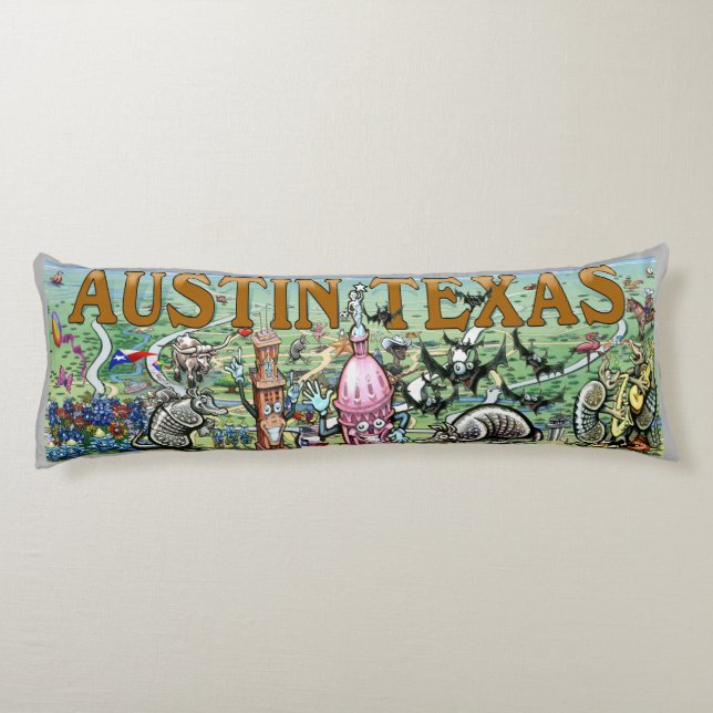 Austin Texas Fun Map Body Cushion (Back)