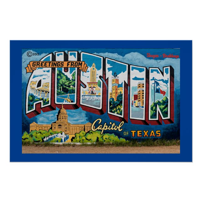 Austin, Texas Greetings Poster (Front)