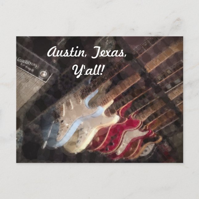 Austin Texas Guitars Guitar Postcard (Front)