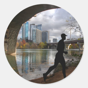 Austin Texas Lady Bird Lake Trail Runner Classic Round Sticker