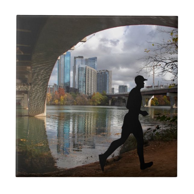 Austin Texas Lady Bird Lake Trail Runner Tile (Front)
